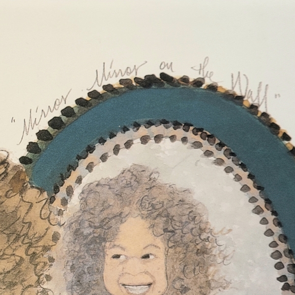 P Buckley Moss Mirror Mirror on the Wall Signed Print of Girl - Picture 7 of 11